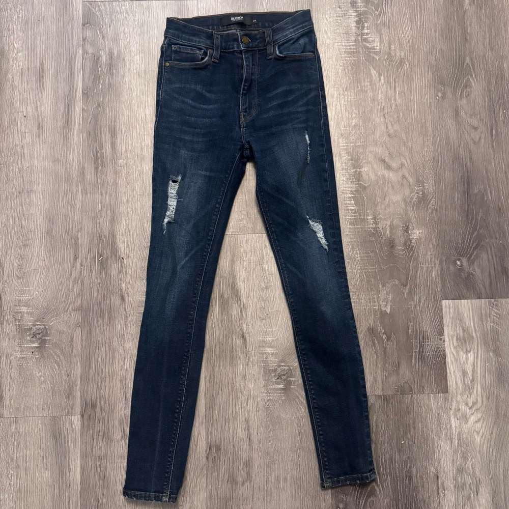 Hudson Women's Dark Wash Distressed Barbara Super Skinny Jeans Size 24 in